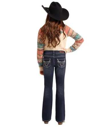 Rock & Roll Denim® Girls' Cowhide Embroidered Boot Cut Jeans - Kids