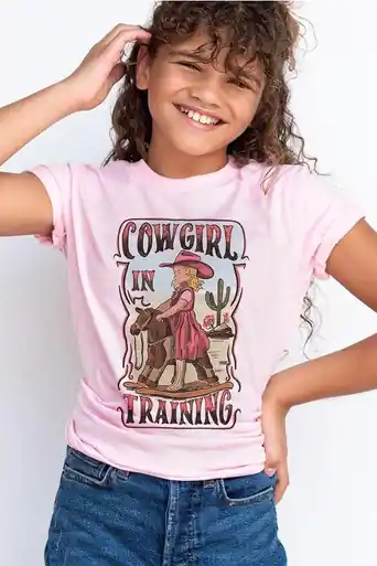 Colorbear® Girls' S/S Pink Cowgirl In Training Tee - Kids
