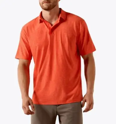 Ariat® Men's S/S Paprika Orange Charger 2.0 Fitted Polo Shirt - Brands