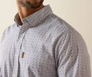 Ariat® Men's L/S Night Shadow Geo Cube Print Mercer Modern Fit Button Shirt - Mens