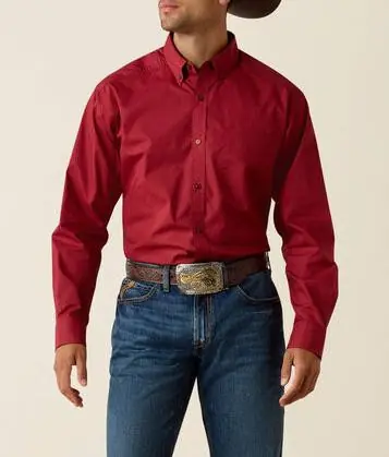 Ariat® Men's L/S Brick Red Geo Print Tito Classic Fit Button Shirt - Mens