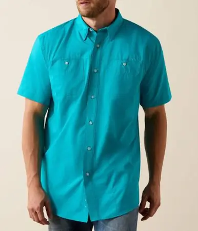 Ariat® Men's S/S Miami Blue 360 Airflow Classic Fit Button Shirt - Brands