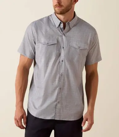 Ariat® Men's S/S Sky Rocket Grey VentTEK Fitted Snap Shirt - Mens