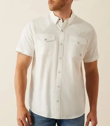 Ariat® Men's S/S White VentTEK Fitted Snap Shirt - Mens