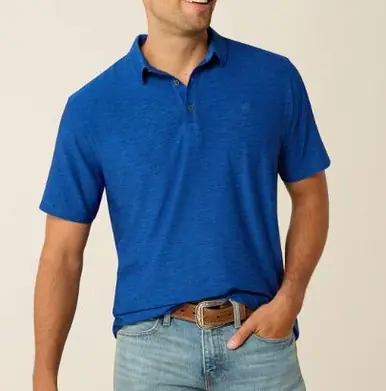 Ariat® Men's S/S Blue Quartz Charger 2.0 Fitted Polo Shirt - Mens