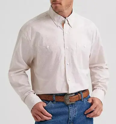 Wrangler® George Strait™ Men's L/S Peach Print Button Shirt - Mens