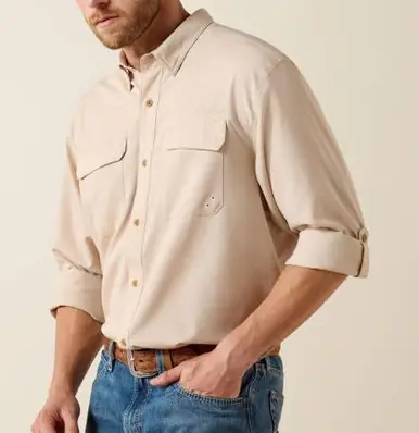 Ariat® Men's L/S Tan Heather VentTEK Outbound Classic Fit Button Shirt - Mens