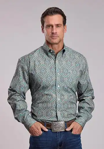 Stetson® Men's L/S Spruce Medallion Print Button Shirt - Mens