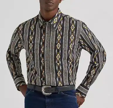 Wrangler® Men's L/S Crow Black Checotah Snap Shirt - Mens