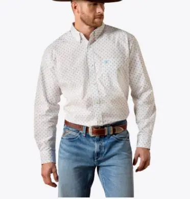Ariat® Men's L/S Jayson White/SW Geo Print Classic Fit Button Shirt - Mens