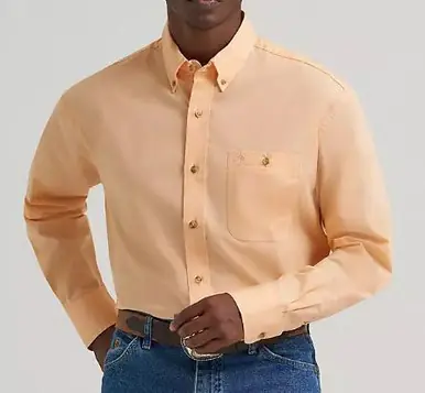 Wrangler® GeorgeStrait™ Men's L/S Solid Peach Button Shirt - Brands