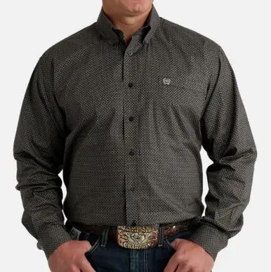Cinch® Men's L/S Brown Tile Print Button Shirt - Mens