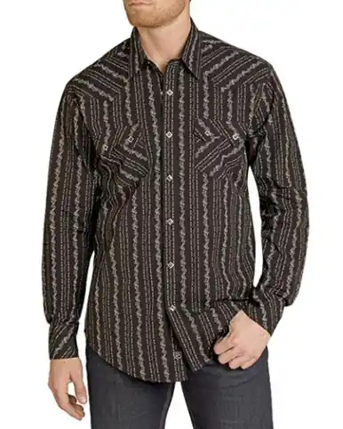Rock & Roll Denim® Men's L/S Black Striped Western Snap Shirt - Mens
