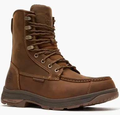 Georgia Boot® Men's Brown Athens Superlyte 8" WP Side Zip Moc Toe Work Boots - Footwear