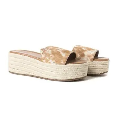 Myra® Ladies' Brown/White Mesa Mane Hair-On Platform Sandals