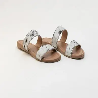 Myra® Ladies' Black/White Vaquero Hair-On Sandals