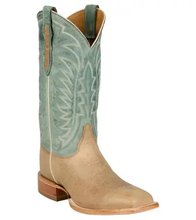 Justin® Men's Tan/Light Green Burchett Square Toe Boots - Brands