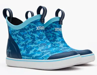 XTRATUF® Kids' Guy Harvey Blue Shark Ankle Deck Boots - Footwear