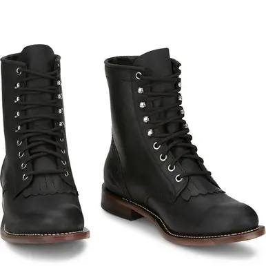 Justin® Men's Black Drennan 7" Laceup Roper Boots - Brands