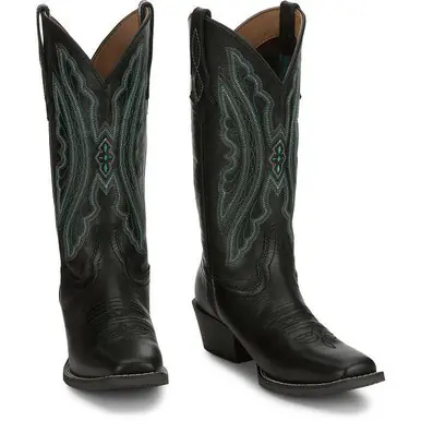 Justin® Ladies' Midnight Black Rae 12" Cutter Toe Western Boots - Brands