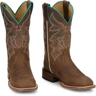 Justin® Ladies' Brown Taupe Miss Ellie Square Toe Boots - Brands