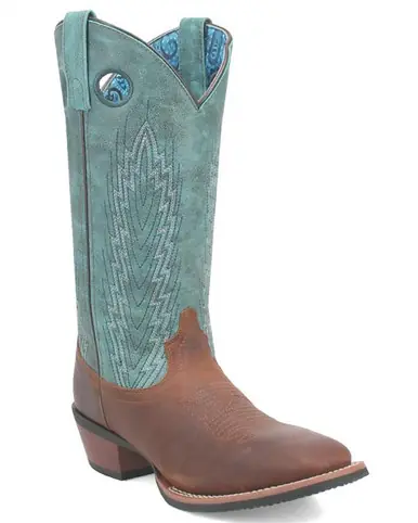 Laredo® Ladies' Sable Brown/Turquoise Square Toe Boots - Footwear