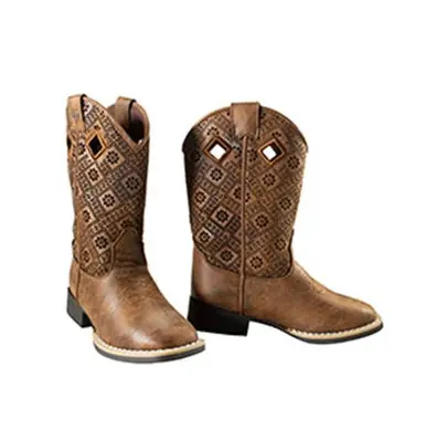 Twister® Kids' Prue Brown/Floral Diamond Square Toe Boots - Footwear
