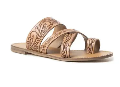 Myra® Ladies' Brown Leather Delia Ridge Sandals - Footwear
