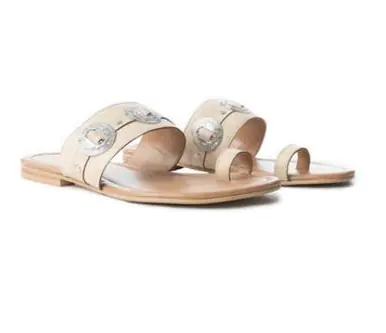 Myra® Ladies' Leather White Sagebrush Concho Sandal - Footwear