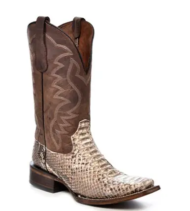 Corral® Men's Natural Python/Brown Square Toe Boots - Brands