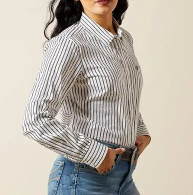 Ariat® Ladies' L/S Black/White Triangle Stripe Kirby Stretch Button Shirt