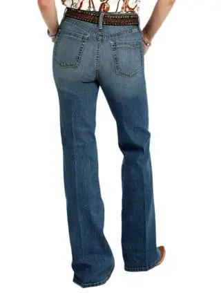 Cruel Denim® Ladies' Skylar Medium Wash HR Kick Slit Flare Jeans - Brands