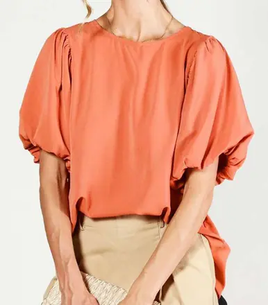 Vine & Love® Ladies' S/S Sienna Round Neck Bubble Sleeve Blouse
