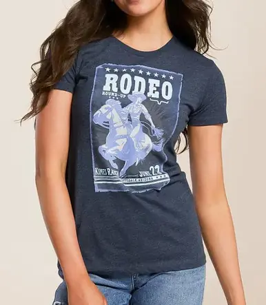 Kimes Ranch® Ladies' S/S Heathered Navy Round Up T-Shirt