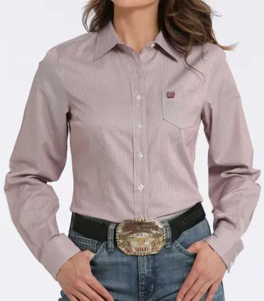 Cinch® Ladies' L/S Pink Stripe Tencel™ Button Shirt