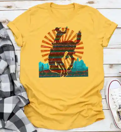 Rebel Rose® Ladies' S/S Mustard Cactus Bronco T-Shirt