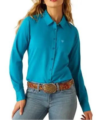 Ariat® Ladies' L/S Enamel Blue Kirby Pro Button Shirt