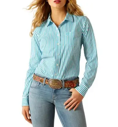 Ariat® Ladies' L/S Peacock Striped Kirby Pro Button Shirt