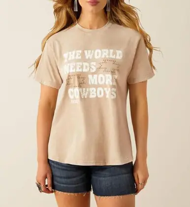 Ariat® Ladies' S/S White Pepper World Needs More Cowboys T-Shirt