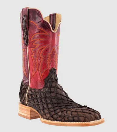 SALE R. Watson® Men's Matte Chocolate Small Tile Pirarucu Boots - Sale Barn