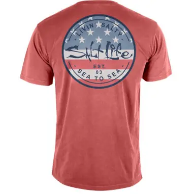 SALE Salt Life® Men's S/S Mineral Red Sea Stars & Stripes Pocket T-Shirt