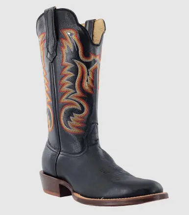 SALE R. Watson® Men's Black Smooth Ostrich Roper Toe Boots - Sale Barn