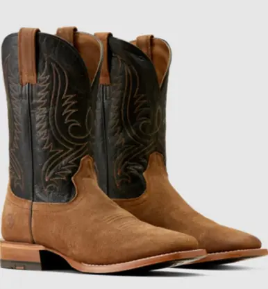 SALE Ariat® Men's Circuit Paxton Brown Suede/Black Square Toe Boots - Sale Barn