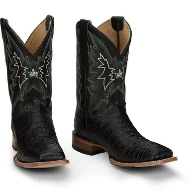 SALE Justin® Men's Haggard 11" Black Caiman Square Toe Boots - Sale Barn