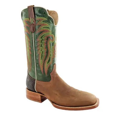 SALE R. Watson® Men's "Mad Cat" Green Shaft with Tan Square Toe Boots - Sale Barn