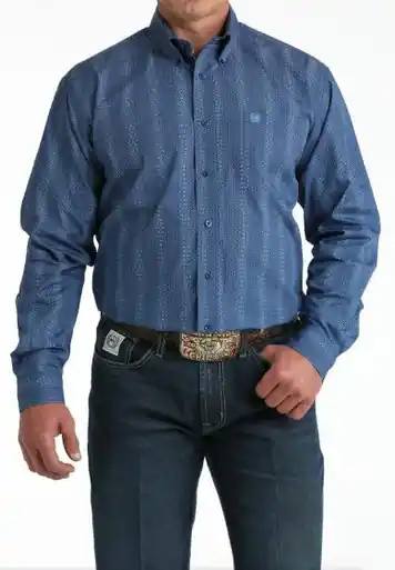 Cinch® Men's L/S Royal Blue Print Button Shirt - Mens