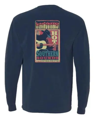 Southern Fried Cotton® Men's L/S Midnight Blue Southern Sounds T-Shirt
