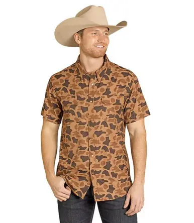 Rock & Roll Denim® Men's S/S Camel Duck Camo TEK Snap Shirt - Mens