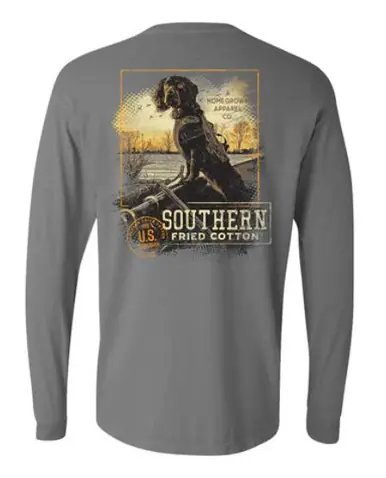 Southern Fried Cotton® Men's L/S Granite Blaze Bird Dog T-Shirt