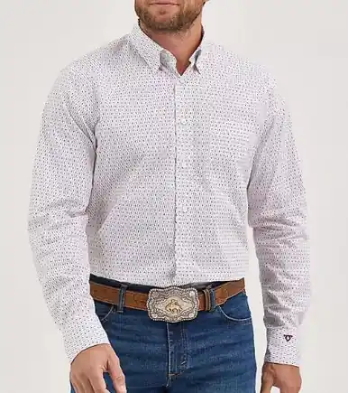 Wrangler Cody Johnson® Men's L/S White Crossbar Print Button Shirt - Mens
